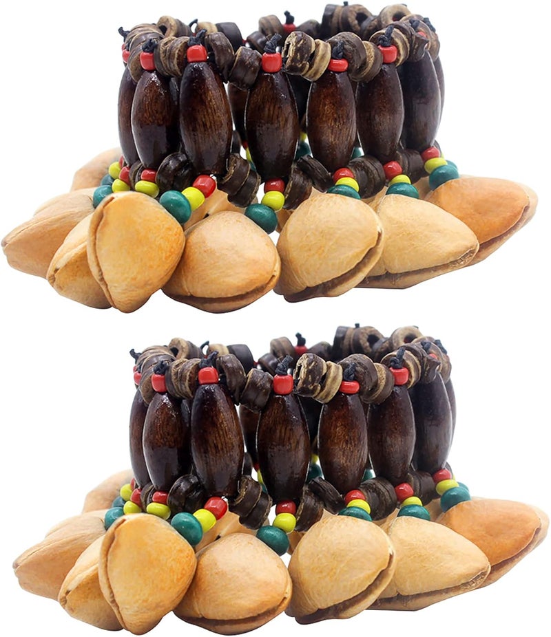 GOGHOST Cacho Seed Rattle Bracelet Anklet, 2 PCS African Shaker Nut Shell Bracelet Natural Percussion Accessories Musical Instrument(Chacha) - Image 1
